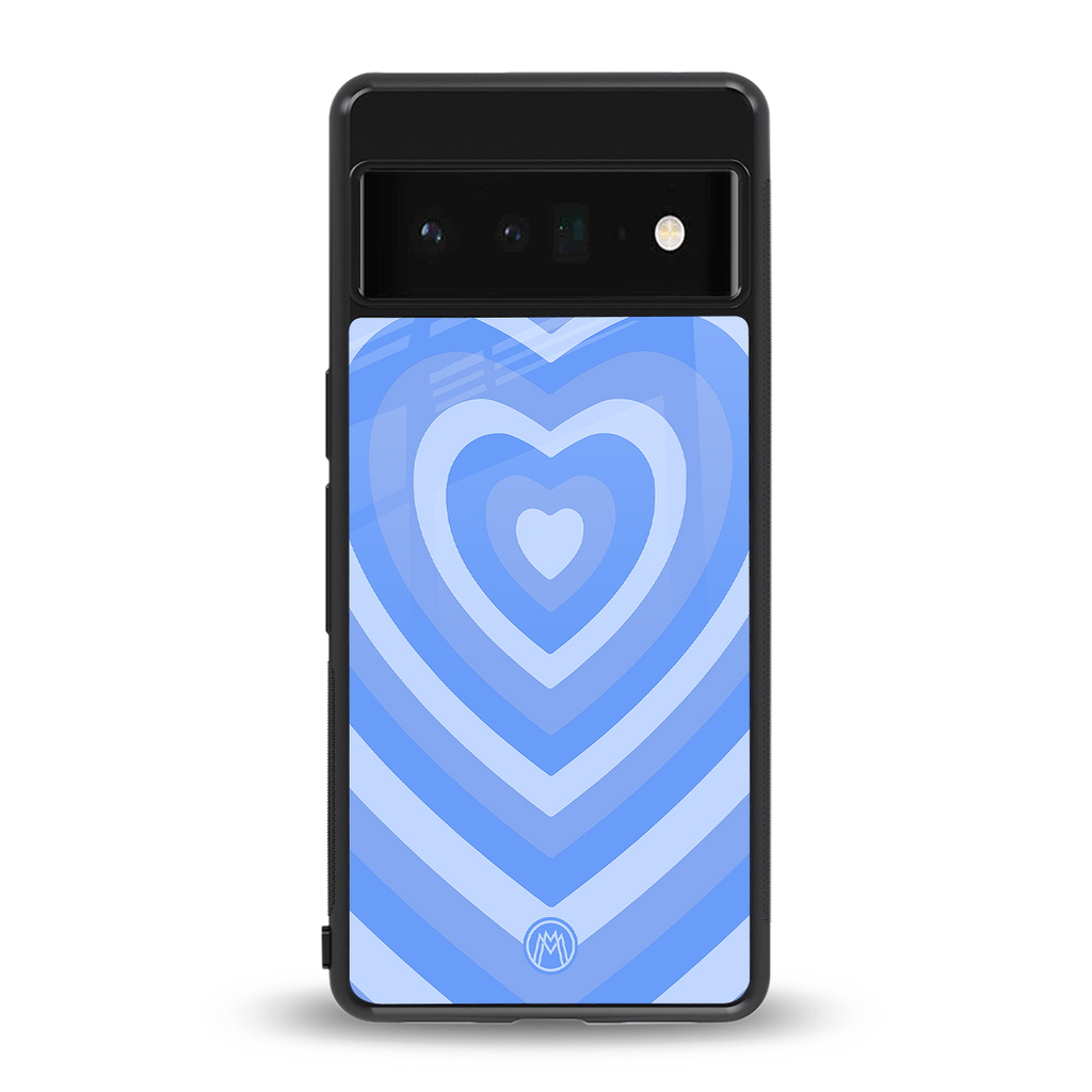 y2k blue hearts aesthetic back phone cover | glass case for google pixel 6 pro