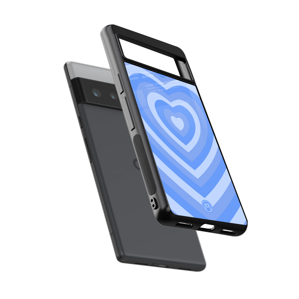 y2k blue hearts aesthetic back phone cover | glass case for google pixel 6 pro
