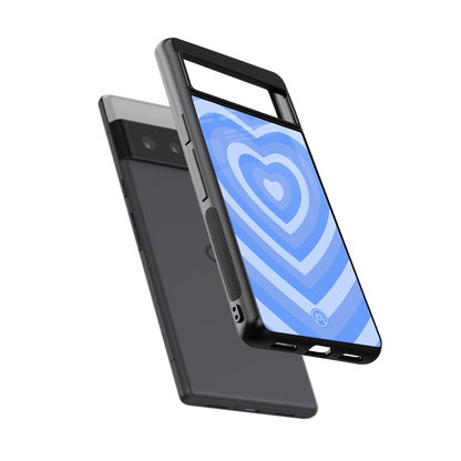 y2k blue hearts aesthetic back phone cover | glass case for google pixel 6 pro
