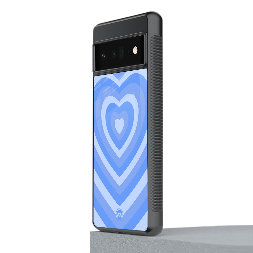 y2k blue hearts aesthetic back phone cover | glass case for google pixel 6 pro