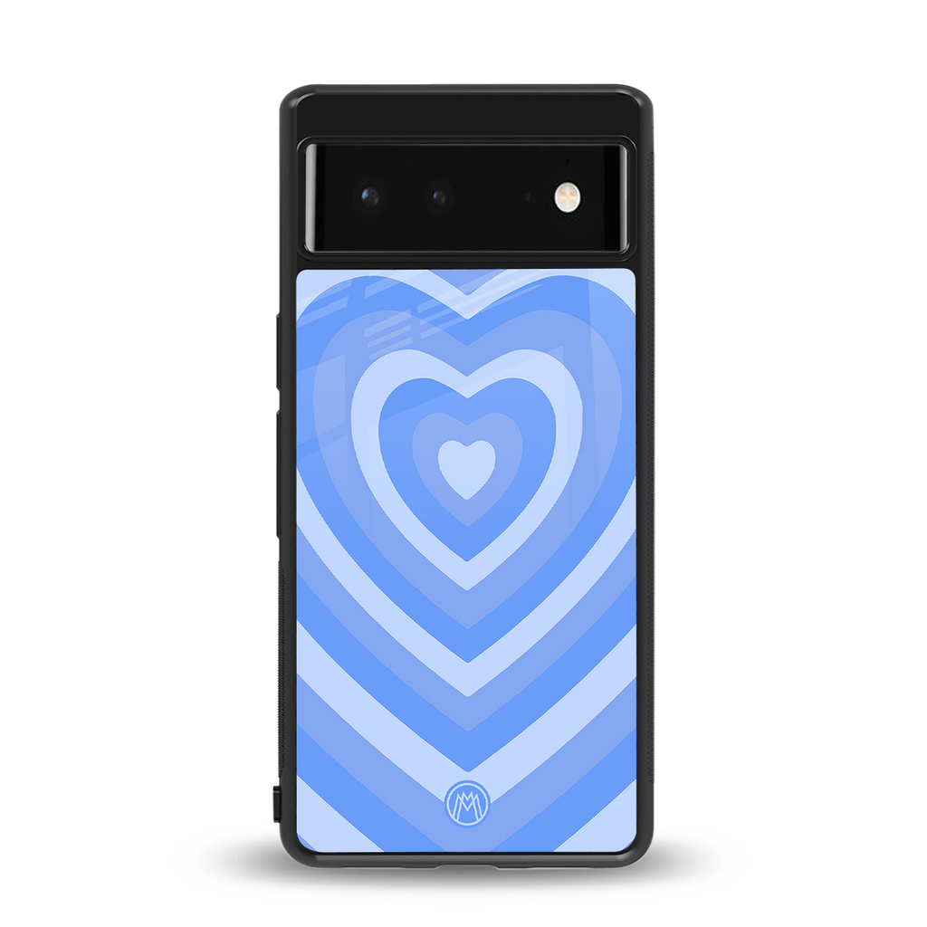 y2k blue hearts aesthetic back phone cover | glass case for google pixel 6