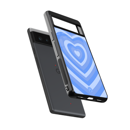 y2k blue hearts aesthetic back phone cover | glass case for google pixel 6