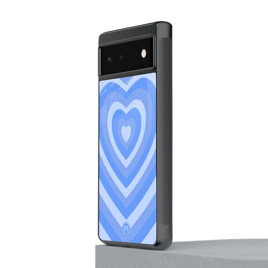 y2k blue hearts aesthetic back phone cover | glass case for google pixel 6