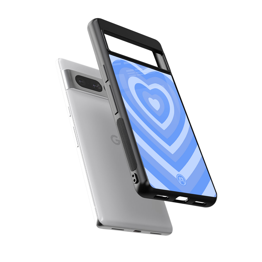 y2k blue hearts aesthetic back phone cover | glass case for google pixel 7 pro
