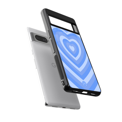 y2k blue hearts aesthetic back phone cover | glass case for google pixel 7 pro