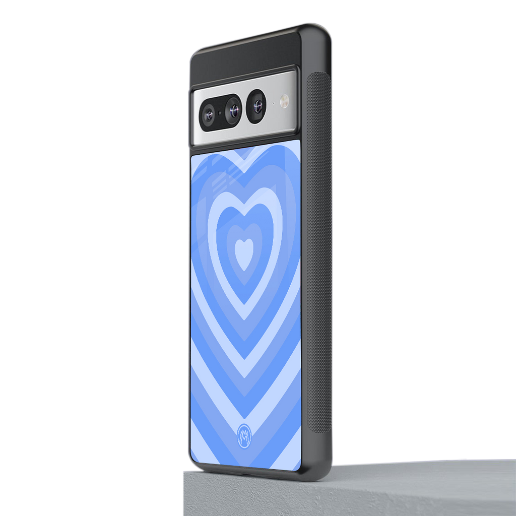 y2k blue hearts aesthetic back phone cover | glass case for google pixel 7 pro