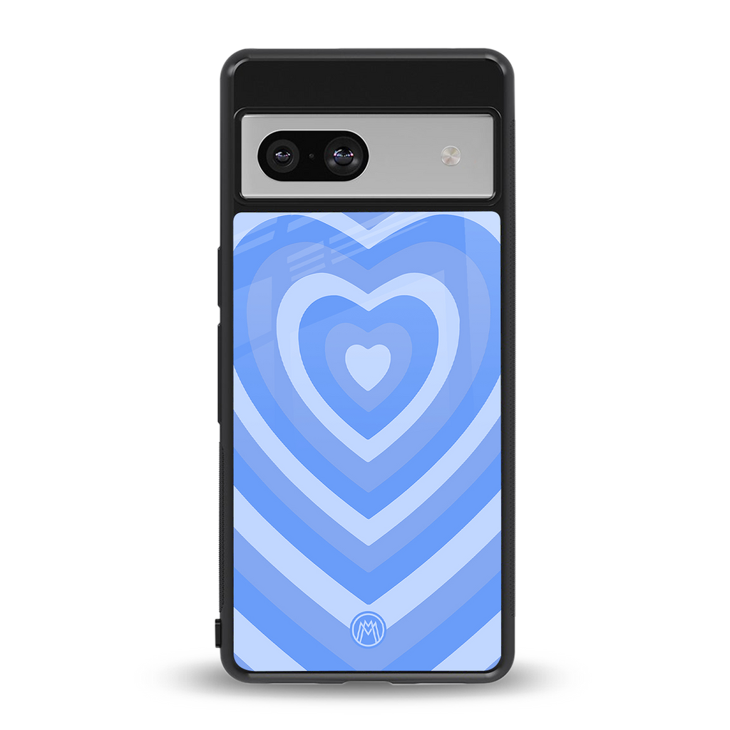 y2k blue hearts aesthetic back phone cover | glass case for Google Pixel 7