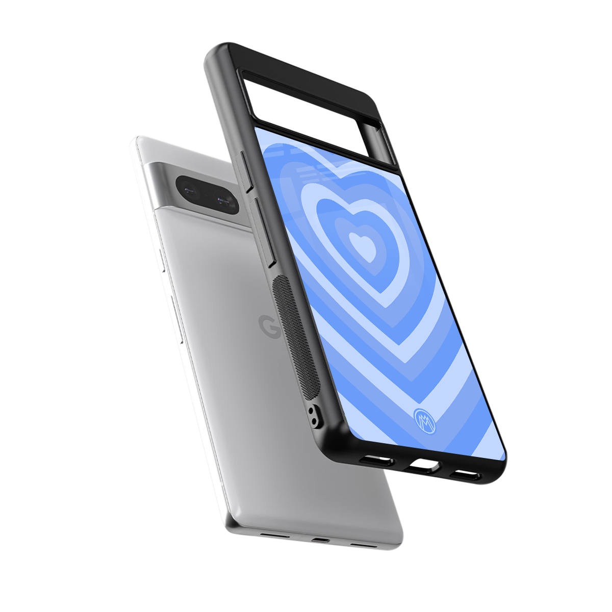 y2k blue hearts aesthetic back phone cover | glass case for Google Pixel 7