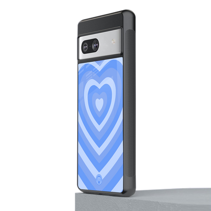 y2k blue hearts aesthetic back phone cover | glass case for Google Pixel 7