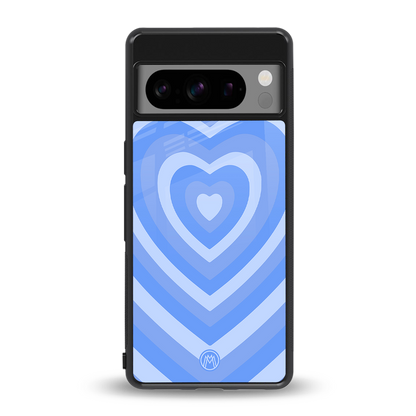 y2k blue hearts aesthetic back phone cover | glass case for google pixel 8 pro