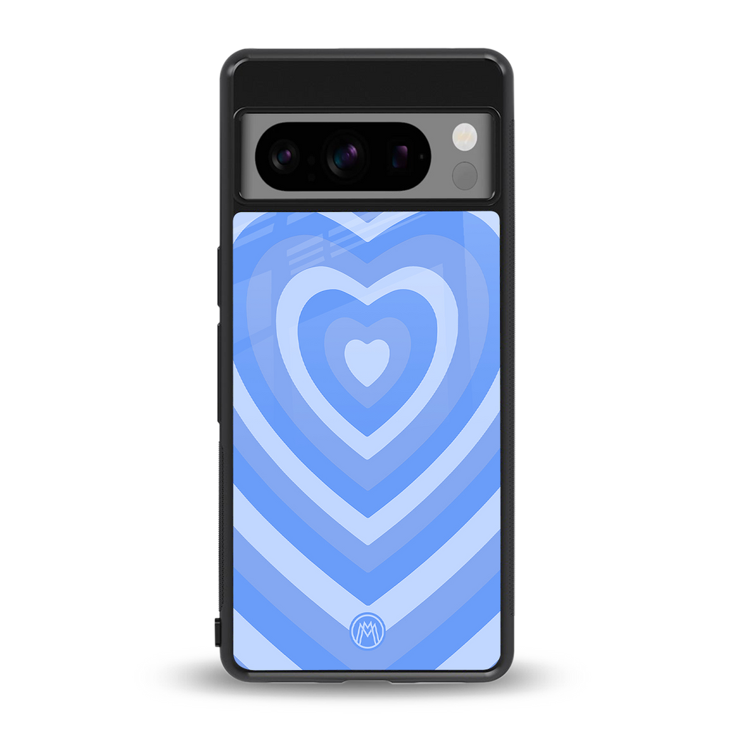y2k blue hearts aesthetic back phone cover | glass case for google pixel 8 pro