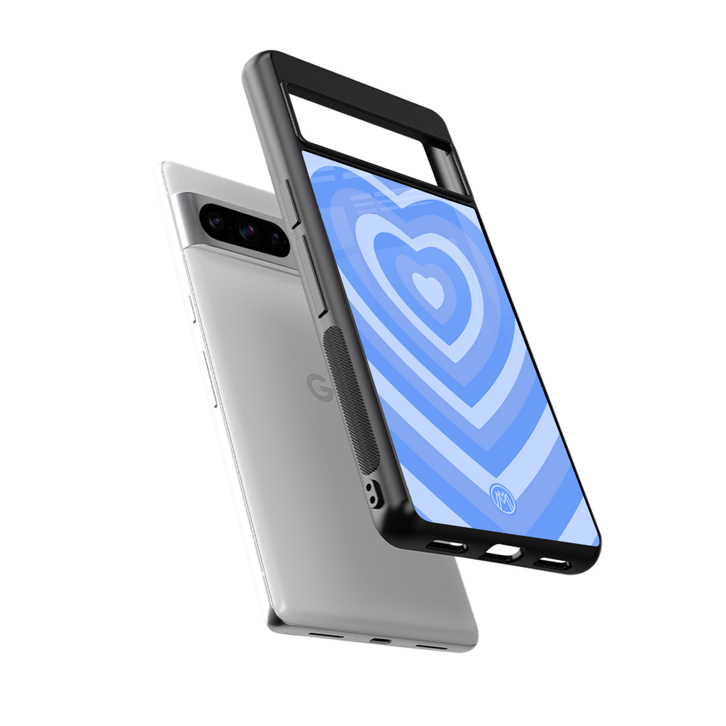 y2k blue hearts aesthetic back phone cover | glass case for google pixel 8 pro