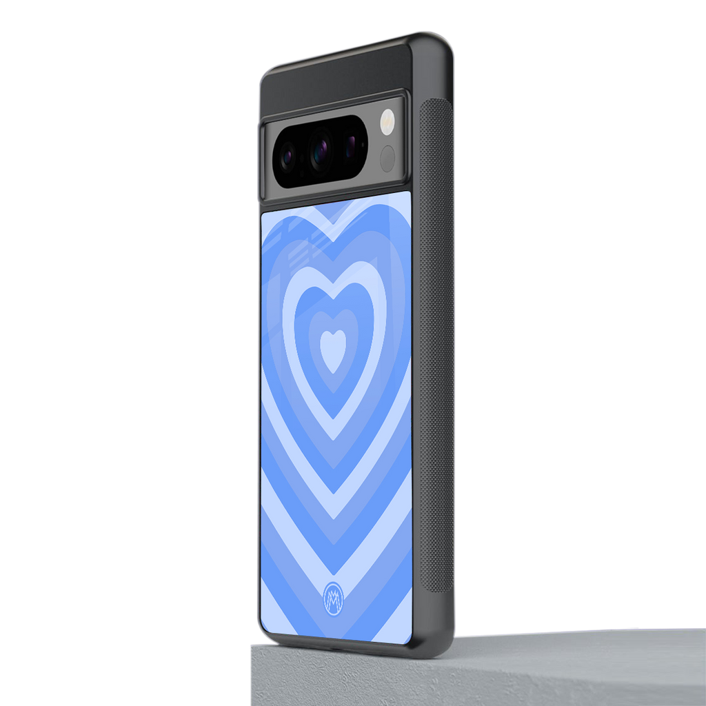 y2k blue hearts aesthetic back phone cover | glass case for google pixel 8 pro