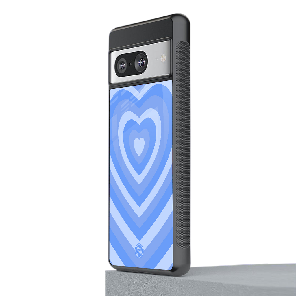 y2k blue hearts aesthetic back phone cover | glass case for Google Pixel 8