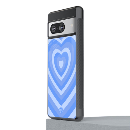 y2k blue hearts aesthetic back phone cover | glass case for Google Pixel 8