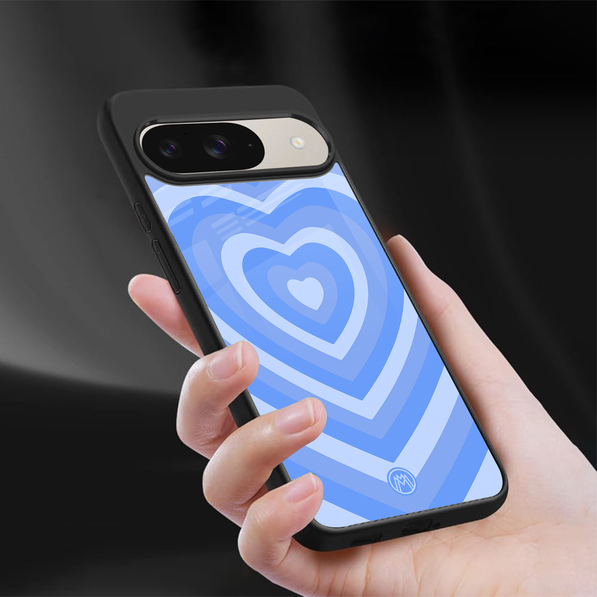 y2k blue hearts aesthetic back phone cover | glass case for google pixel 9