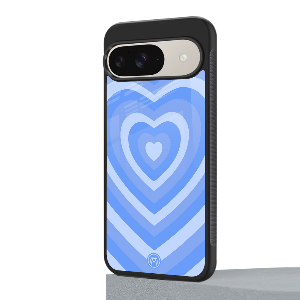 y2k blue hearts aesthetic back phone cover | glass case for google pixel 9