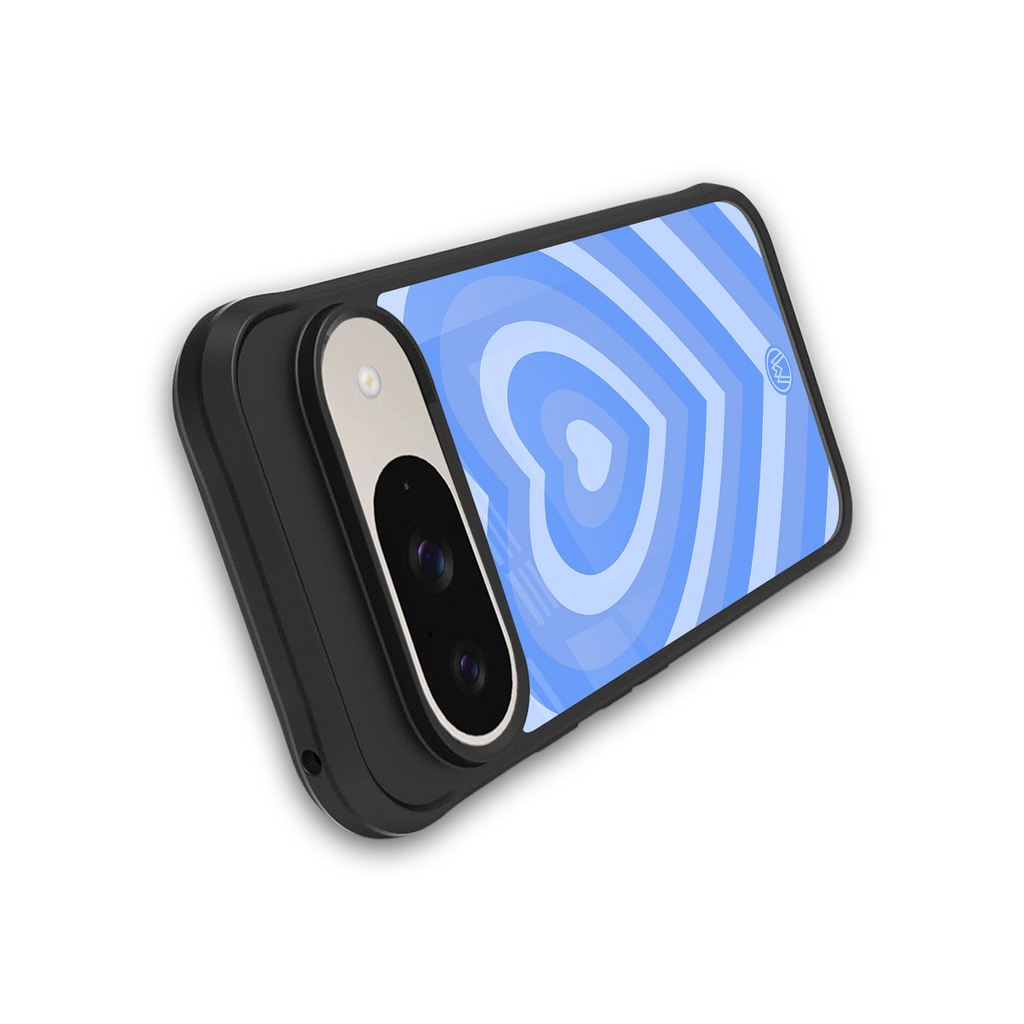 y2k blue hearts aesthetic back phone cover | glass case for google pixel 9