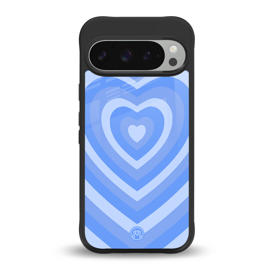 y2k blue hearts aesthetic back phone cover | glass case for google pixel 9 pro
