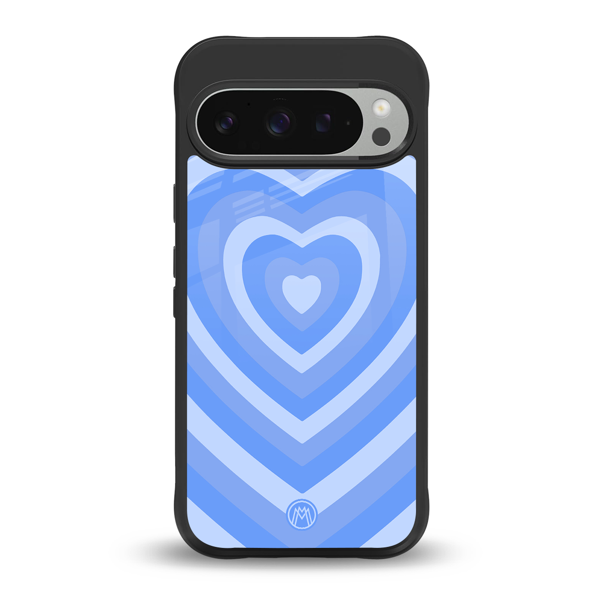 y2k blue hearts aesthetic back phone cover | glass case for google pixel 9 pro