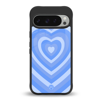 y2k blue hearts aesthetic back phone cover | glass case for google pixel 9 pro xl