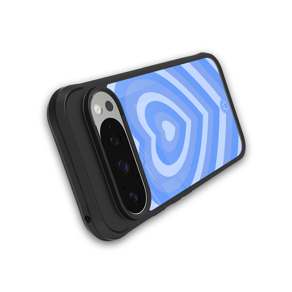 y2k blue hearts aesthetic back phone cover | glass case for google pixel 9 pro