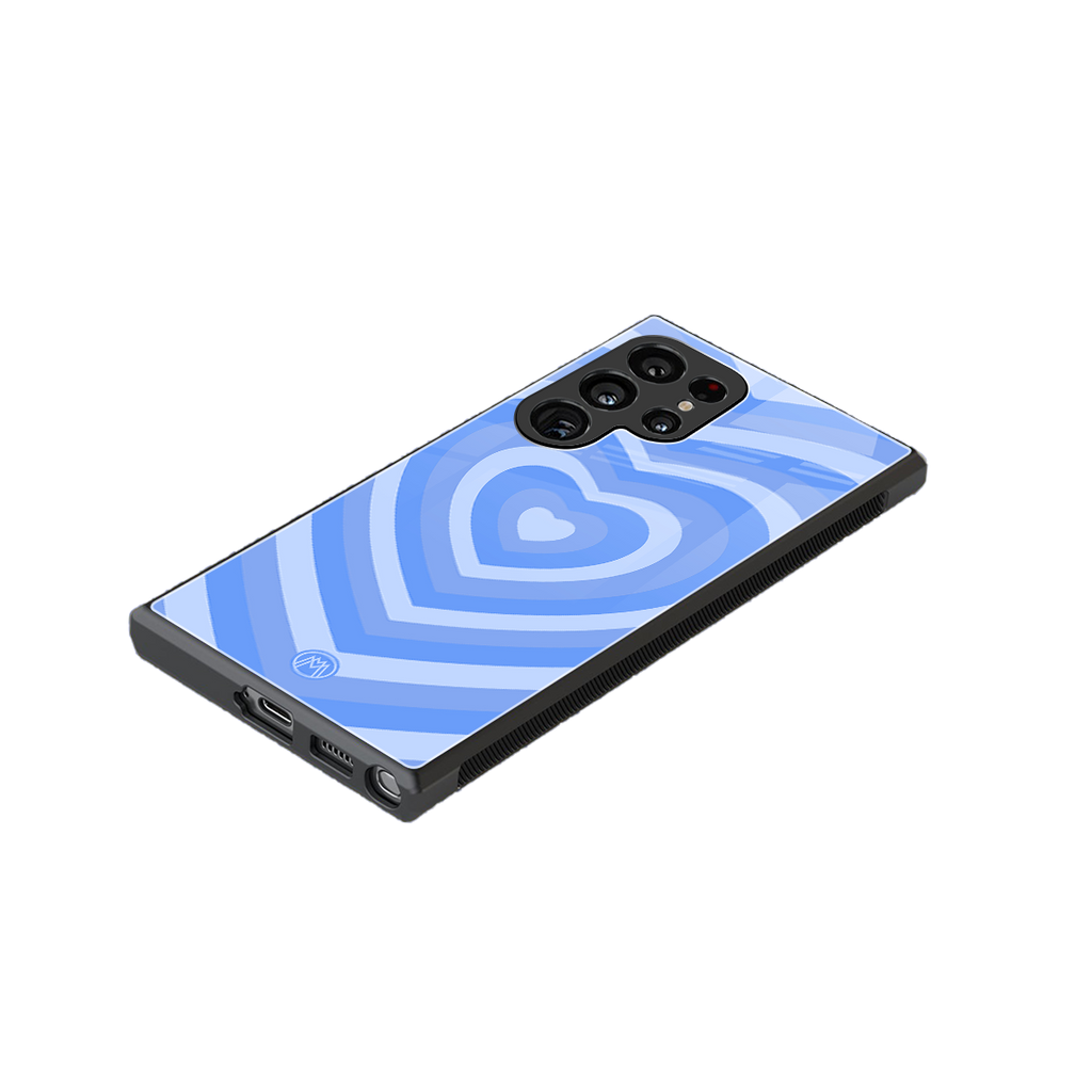 y2k blue hearts aesthetic back phone cover | glass case for samsung galaxy s23 ultra