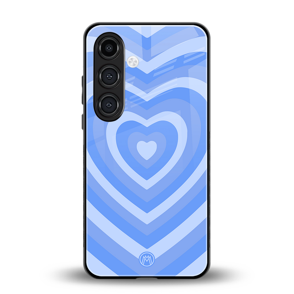 y2k blue hearts aesthetic back phone cover | glass case for samsung galaxy s25 plus