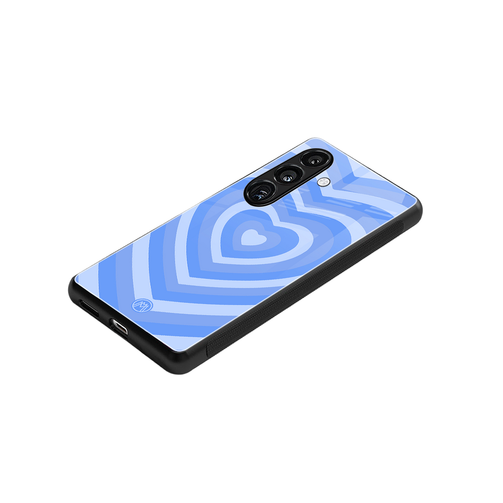 y2k blue hearts aesthetic back phone cover | glass case for samsung galaxy s24