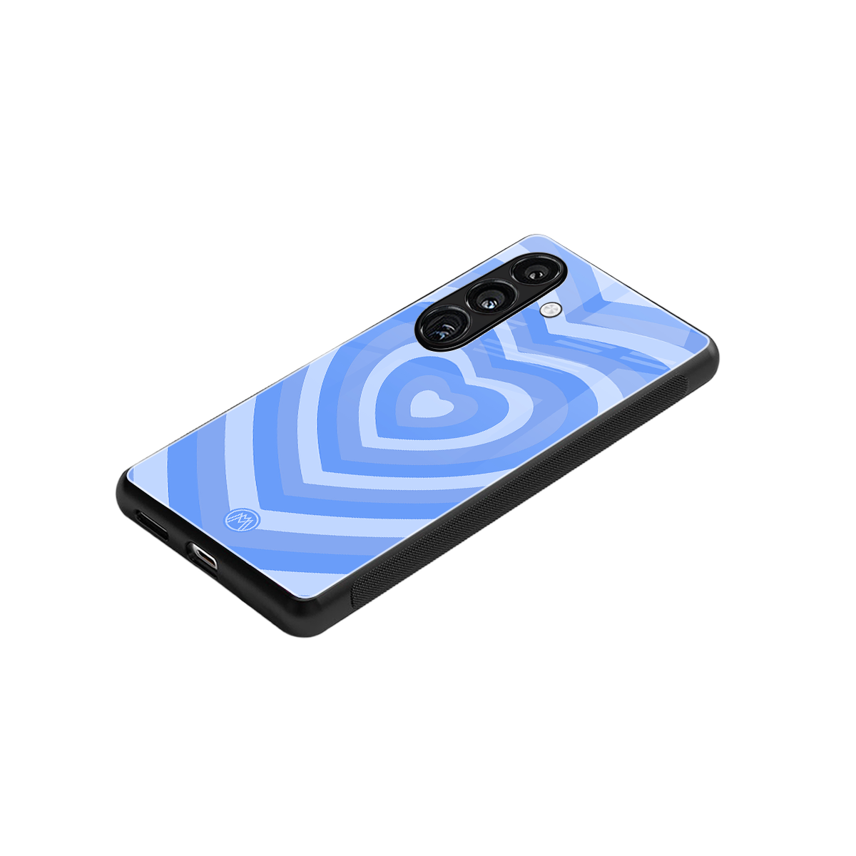 y2k blue hearts aesthetic back phone cover | glass case for samsung galaxy s24 plus