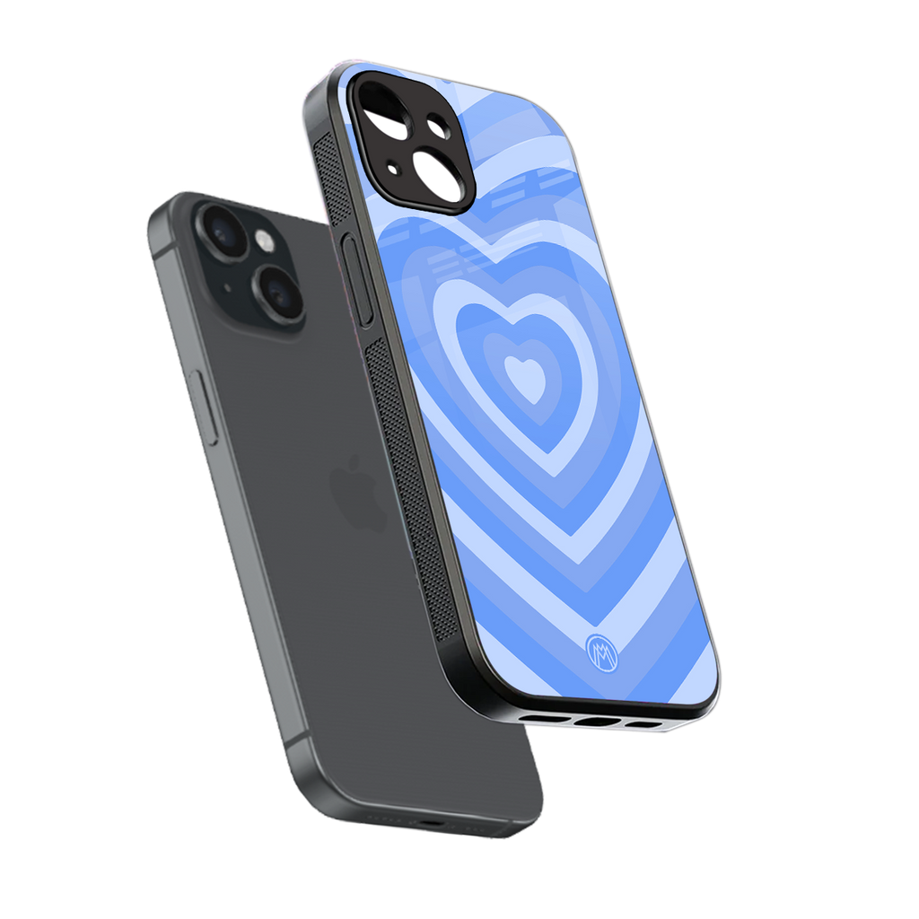y2k blue hearts aesthetic back phone cover | glass case for iphone 15