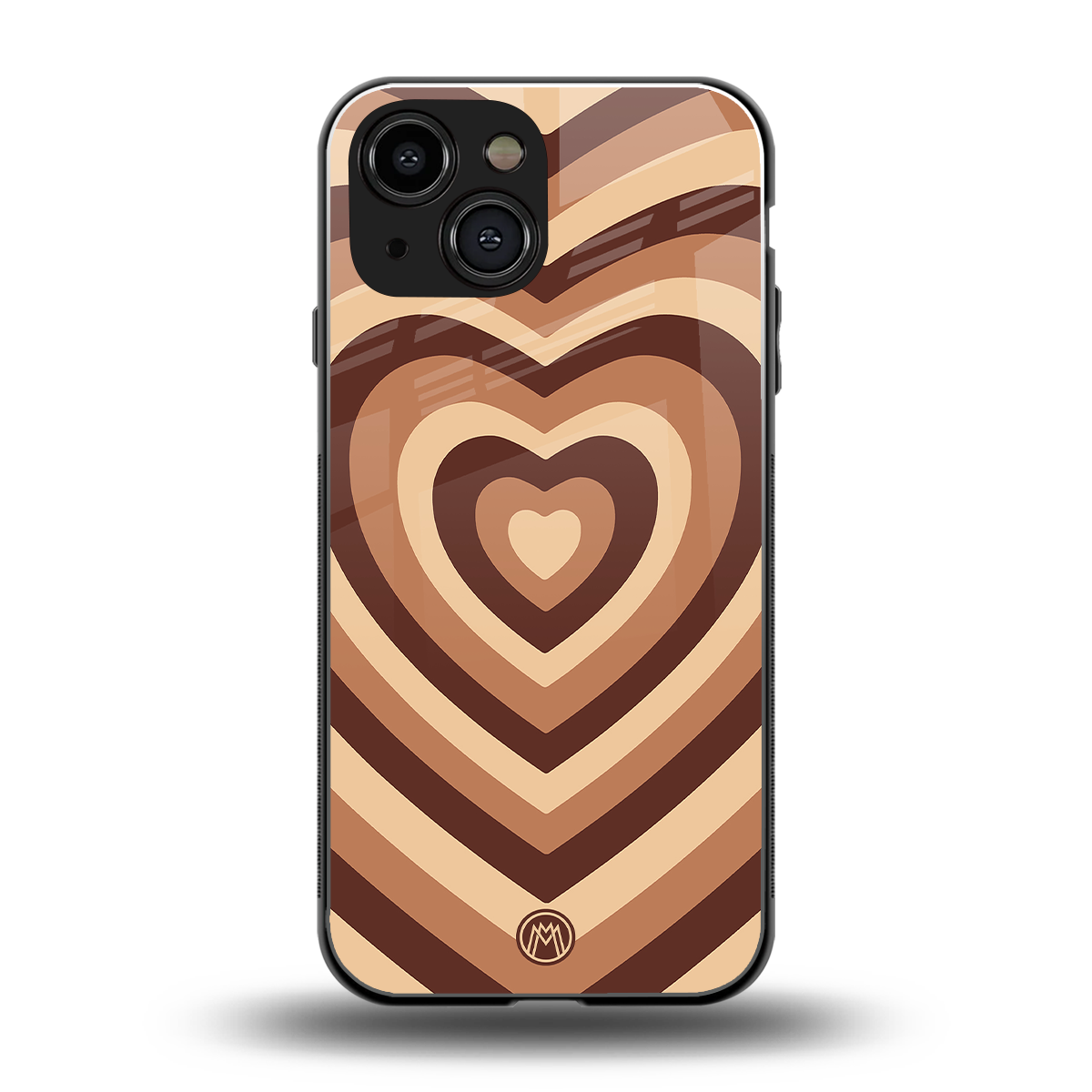 y2k brown hearts aesthetic back phone cover | glass case for iphone 13 mini