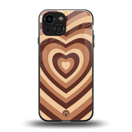y2k brown hearts aesthetic back phone cover | glass case for iphone 13 mini