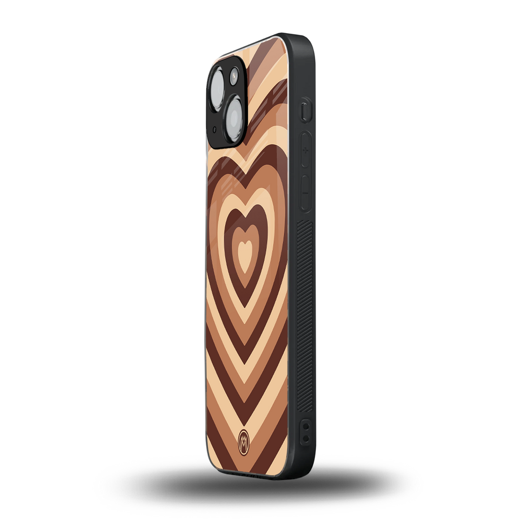 y2k brown hearts aesthetic back phone cover | glass case for iphone 13 mini