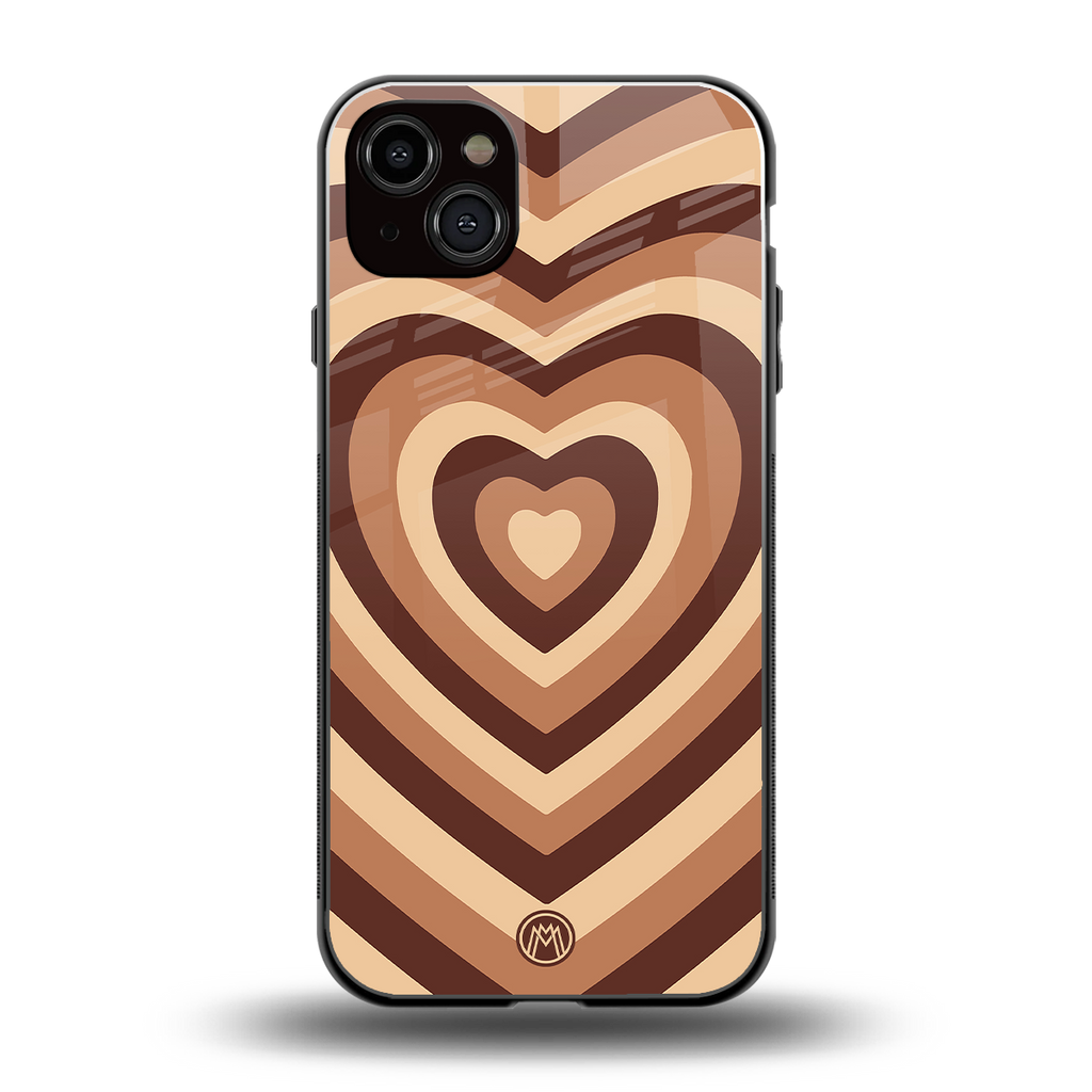 y2k brown hearts aesthetic back phone cover | glass case for iphone 14 plus