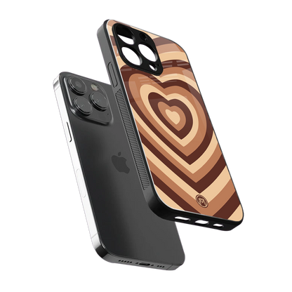 y2k brown hearts aesthetic back phone cover | glass case for iphone 15 pro max