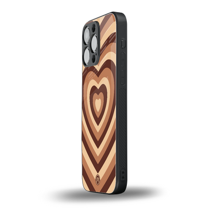 y2k brown hearts aesthetic back phone cover | glass case for iphone 14 pro max