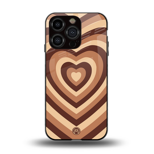 y2k brown hearts aesthetic back phone cover | glass case for iphone 15 pro