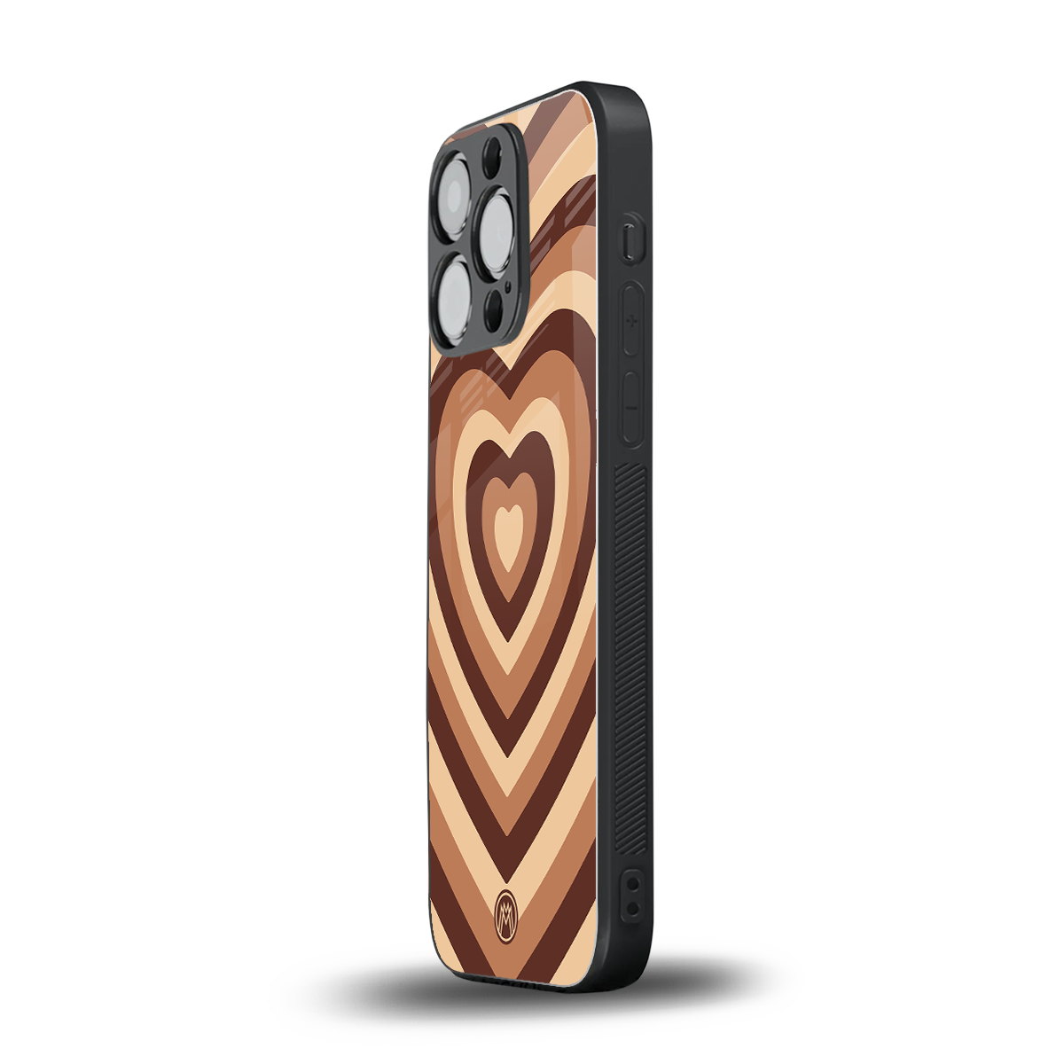 y2k brown hearts aesthetic back phone cover | glass case for iphone 15 pro