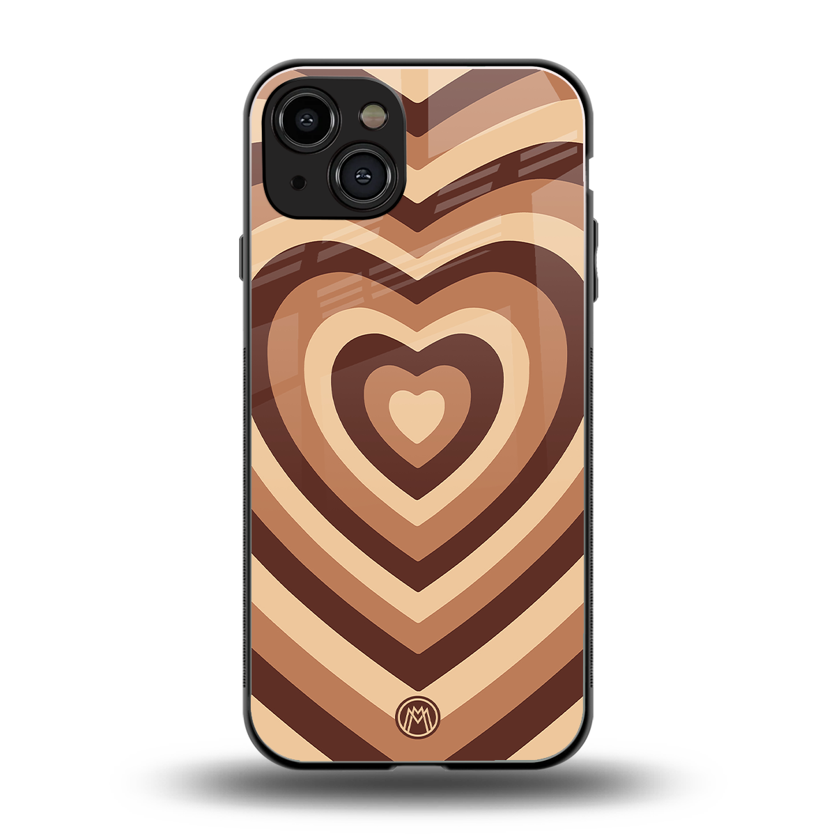 y2k brown hearts aesthetic back phone cover | glass case for iphone 15