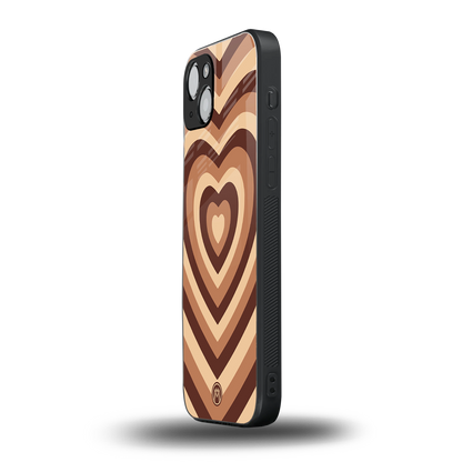 y2k brown hearts aesthetic back phone cover | glass case for iphone 15
