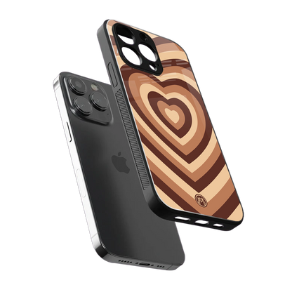 y2k brown hearts aesthetic back phone cover | glass case for iphone 15 pro