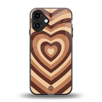 y2k brown hearts aesthetic back phone cover | glass case for iphone 16 plus