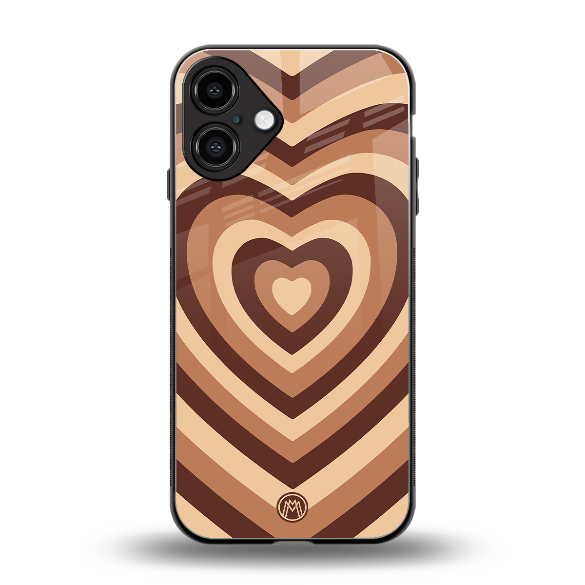 y2k brown hearts aesthetic back phone cover | glass case for iphone 16 plus
