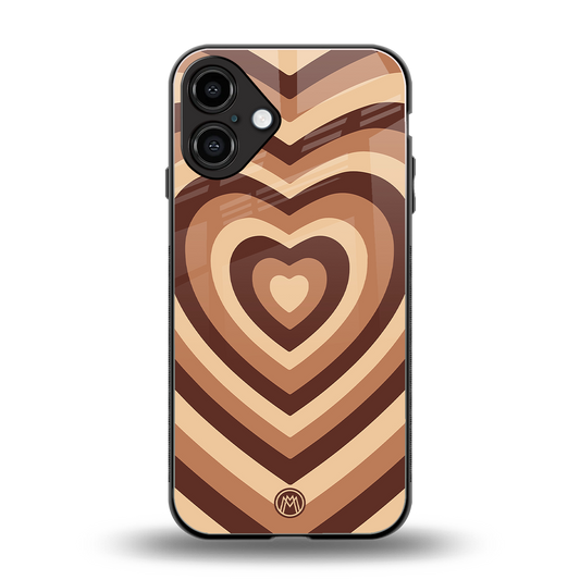 y2k brown hearts aesthetic back phone cover | glass case for iphone 16 plus