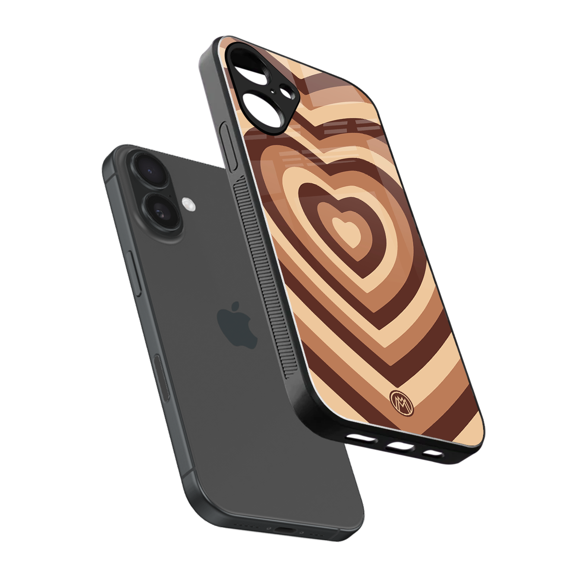 y2k brown hearts aesthetic back phone cover | glass case for iphone 16 plus
