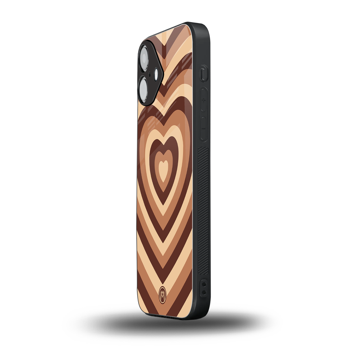 y2k brown hearts aesthetic back phone cover | glass case for iphone 16 plus