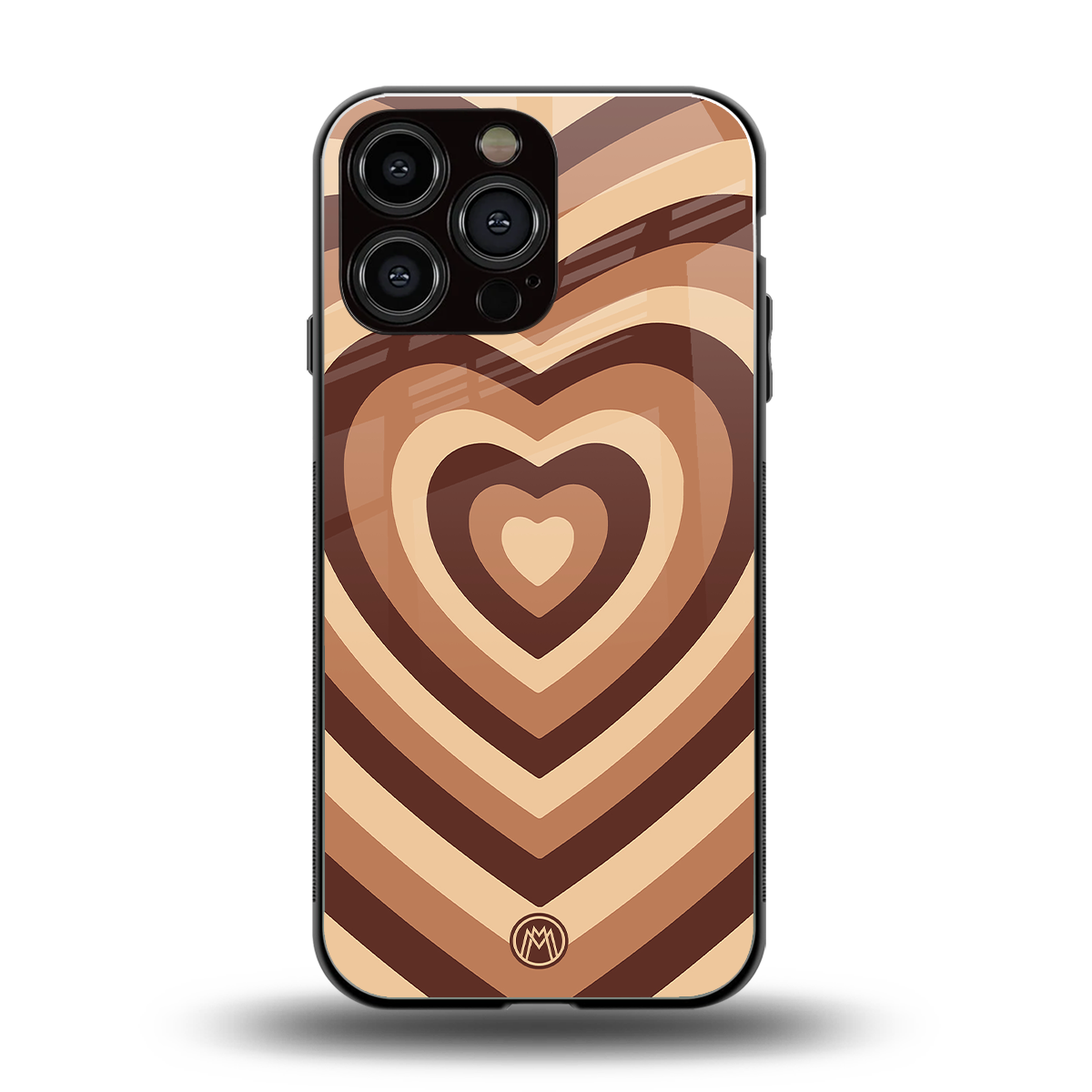 y2k brown hearts aesthetic back phone cover | glass case for iphone 16 pro max