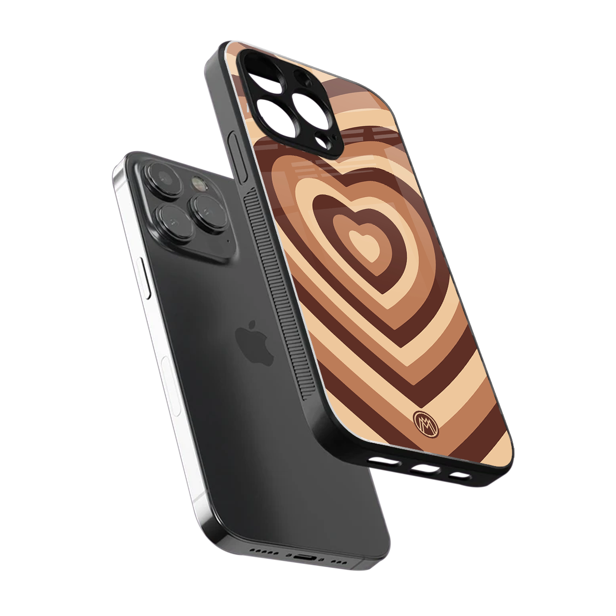 y2k brown hearts aesthetic back phone cover | glass case for iphone 16 pro max