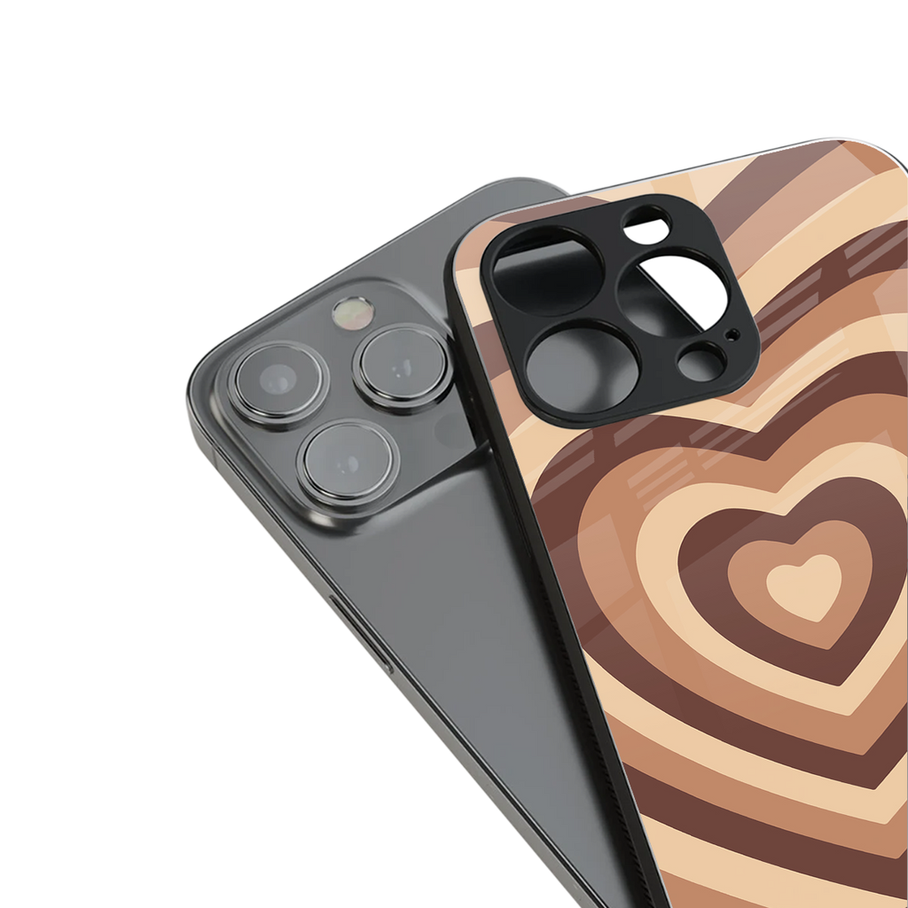 y2k brown hearts aesthetic back phone cover | glass case for iphone 13 pro max